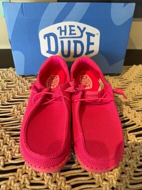 Hey Dude Women's Hot Pink Canvas Casual Slip-Ons